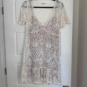 FOR LOVE & LEMONS White Lace Mini Dress - Size Medium
